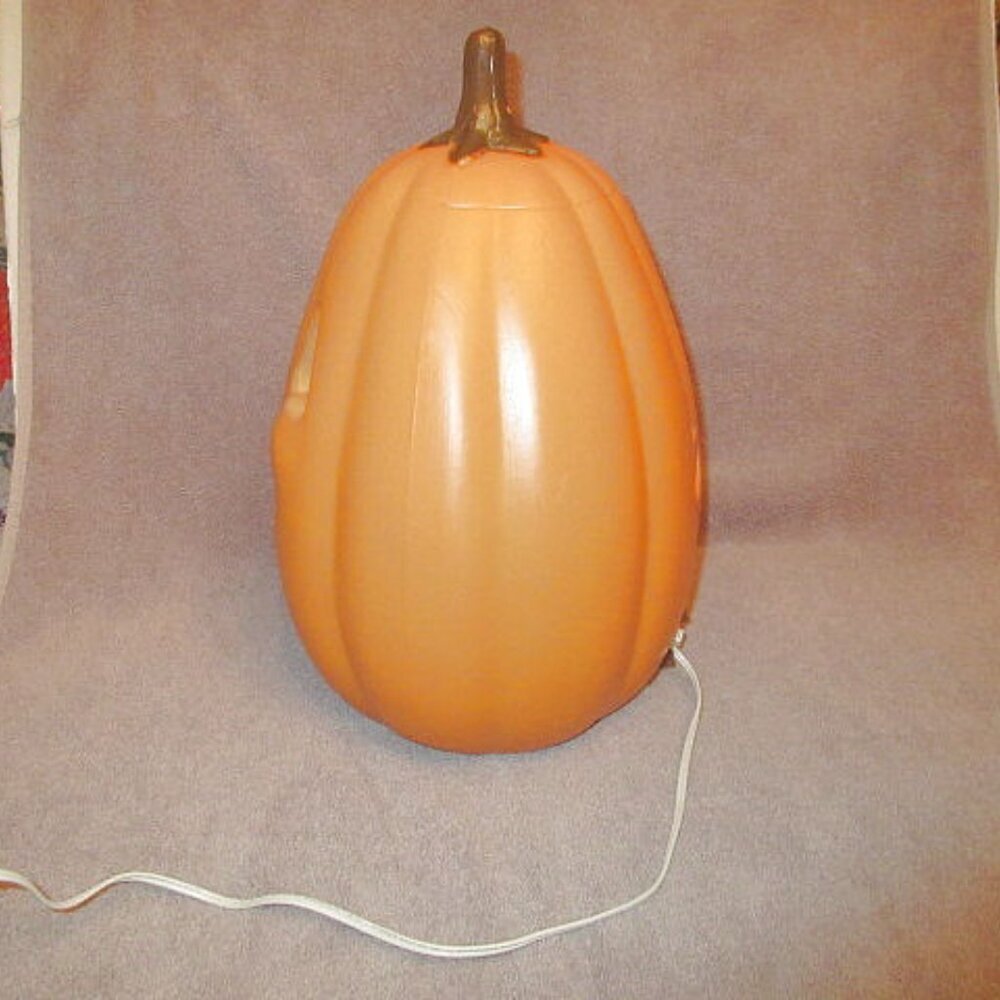 Vtg Halloween Blow Mold Light-Up Jack O Lantern Pumpkin XL 16" Yard Home Decor - Picture 7 of 12